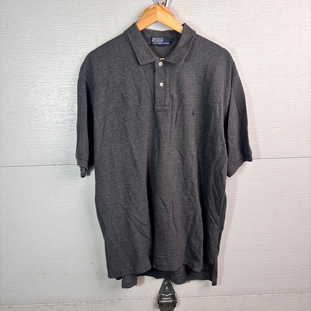 1990s Polo Ralph Lauren Gray Polo Shirt XL Pony Preppy Vintage
